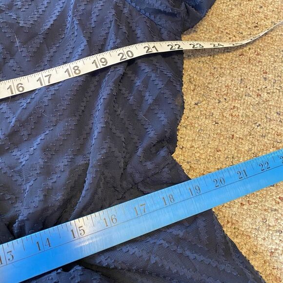 Bloom Chic Wrap Midi Dress Women 18-20 Blue Sheer Texture Ruffle Party Formal - Picture 2 of 9